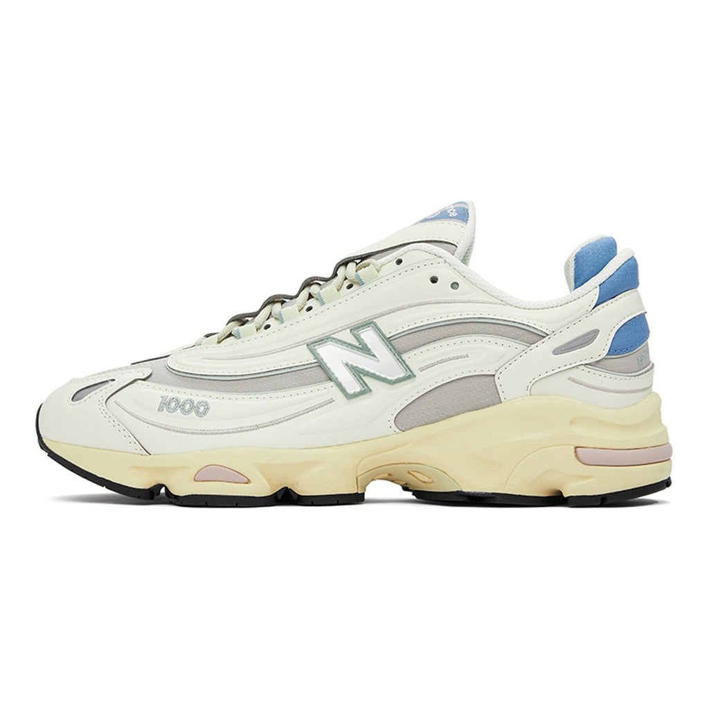 New Balance 1000 Unisex Leather Lifestyle Sneakers – Sea Salt/Grey/Sky Blue