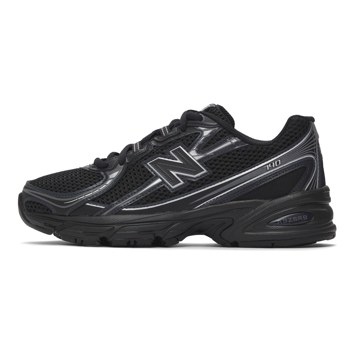 New Balance 740v2 Unisex Mesh Running Shoes – Triple Black/Silver