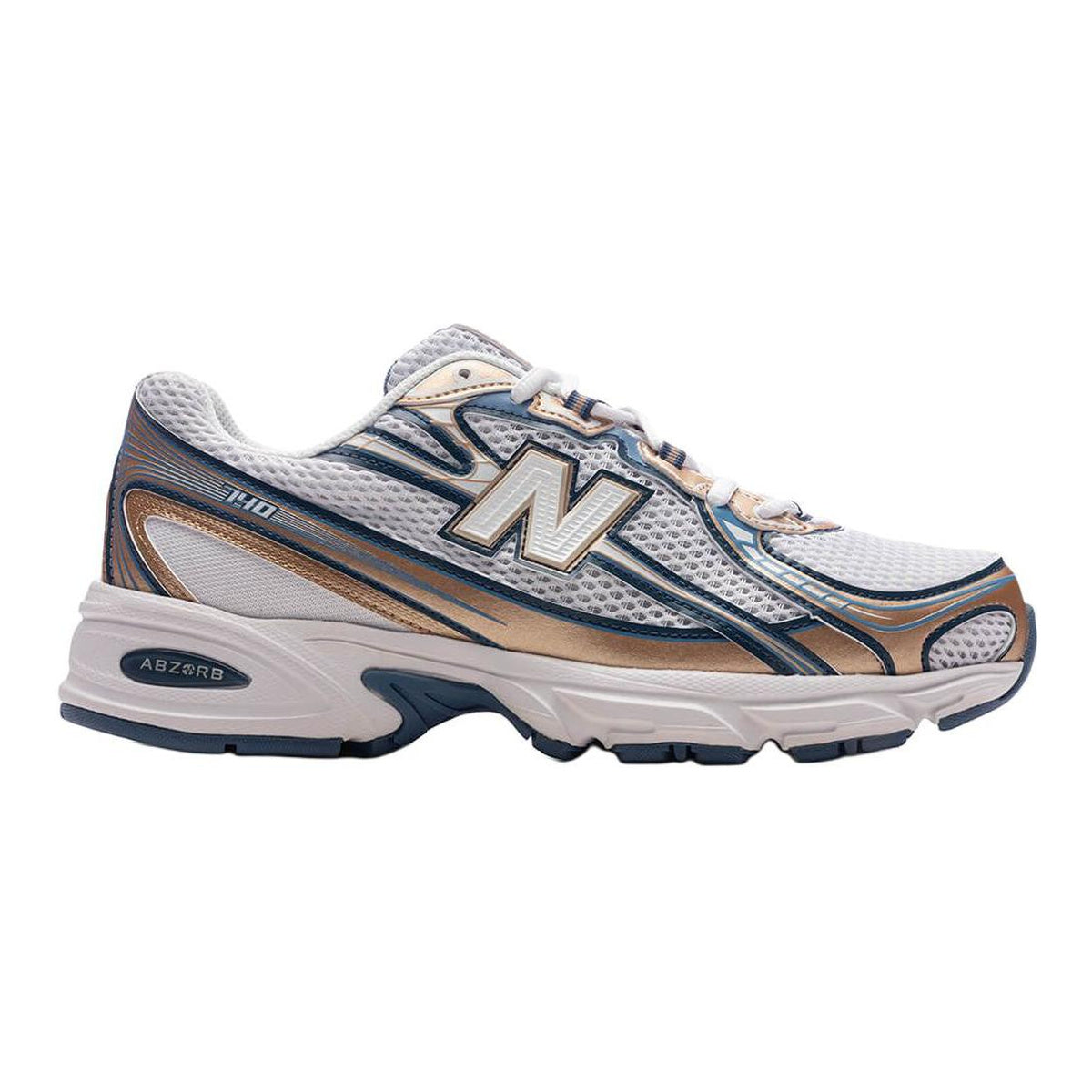 New Balance 740 Unisex Mesh Running Shoes – White/Champagne Gold/Navy