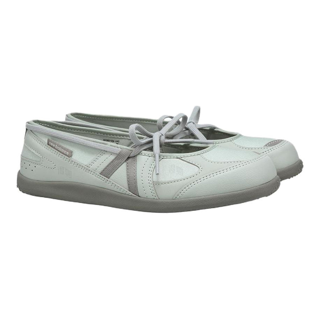 New Balance Flat Breeze Unisex Leather Slip-On Flats – Mint White/Silver