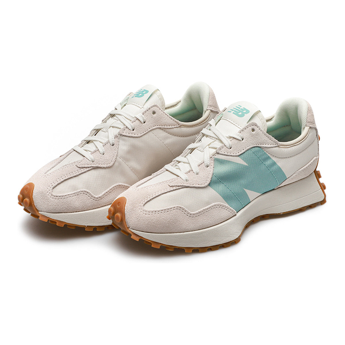 New Balance 327 Unisex Suede Lifestyle Sneakers – Cream/Light Blue