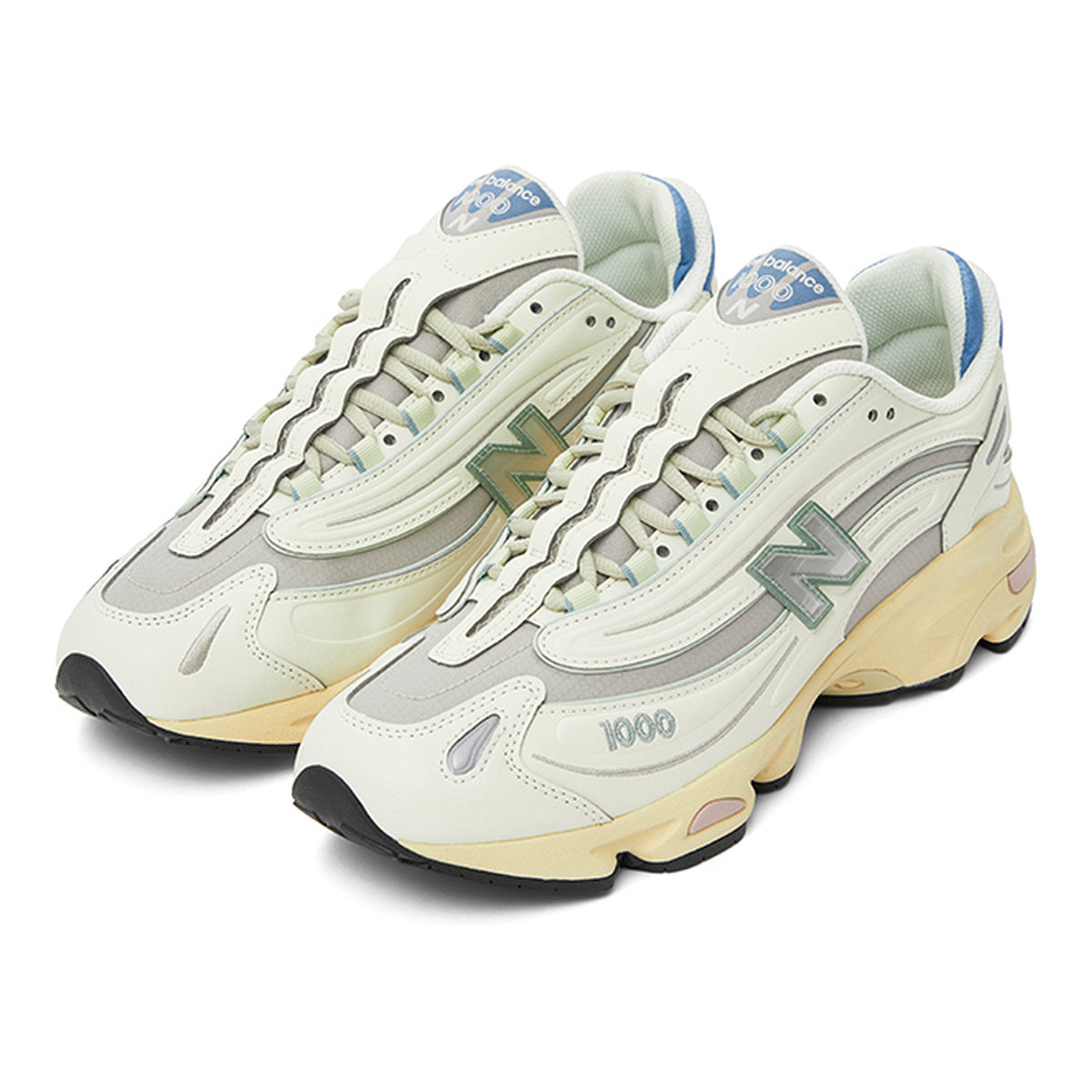 New Balance 1000 Unisex Leather Lifestyle Sneakers – Sea Salt/Grey/Sky Blue