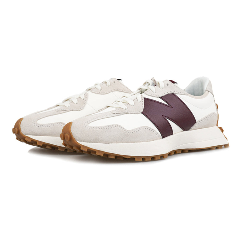 New Balance 327 Unisex Suede Lifestyle Sneakers – White/Burgundy
