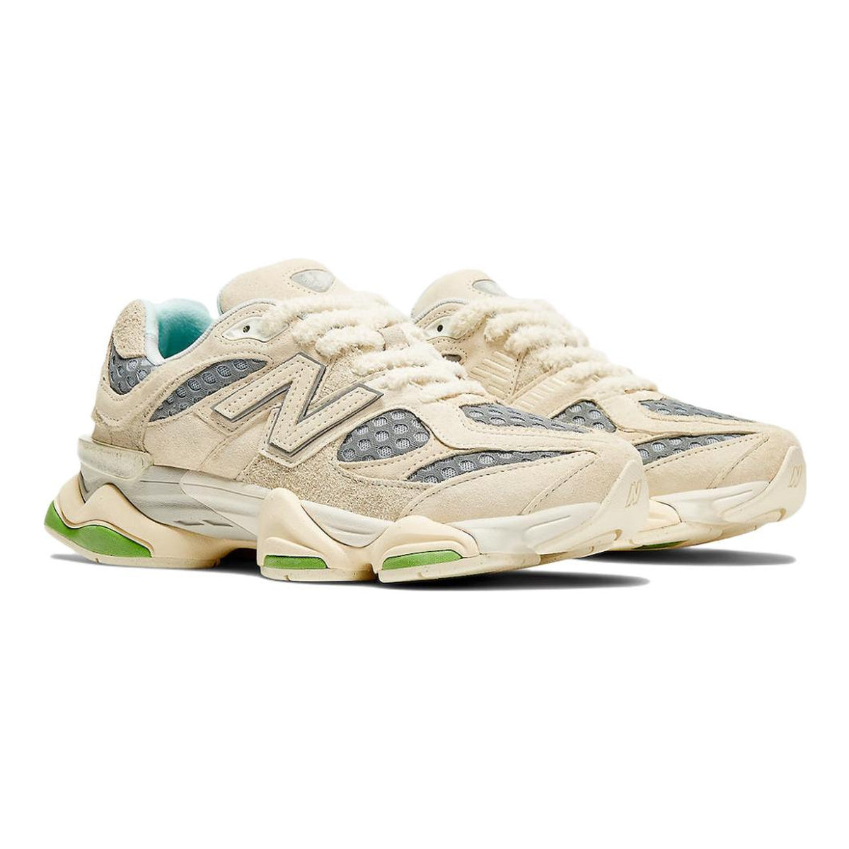 Bricks & Wood x New Balance 9060 Unisex Chunky Lifestyle Sneakers – Beige/Green