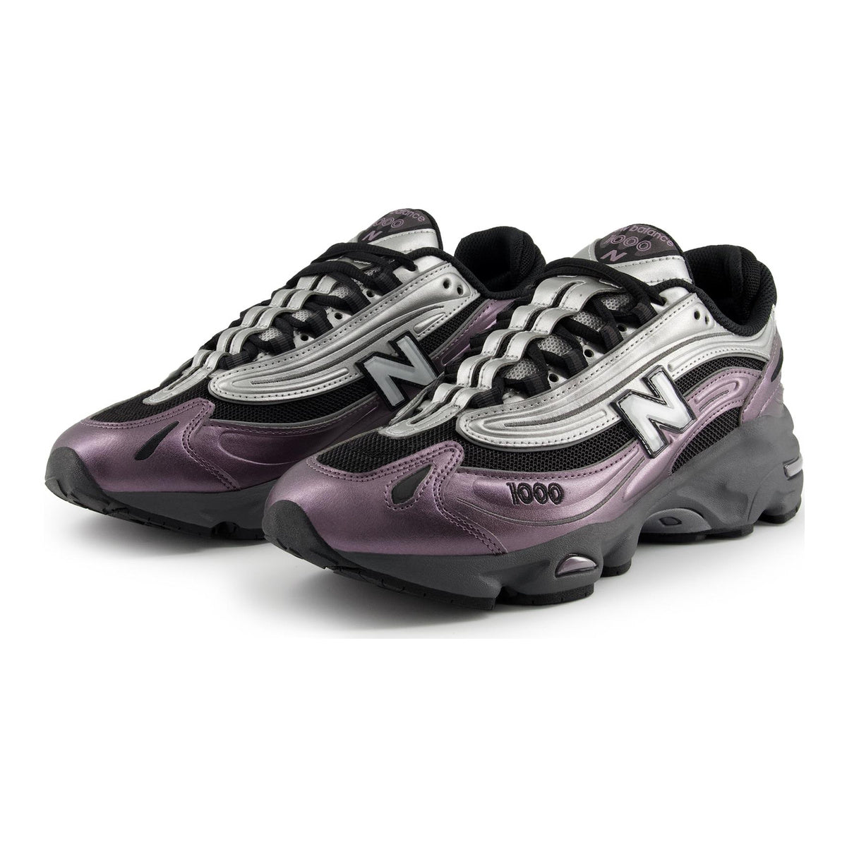 New Balance 1000 Unisex Leather Lifestyle Sneakers – Metallic Plum/Silver/Black