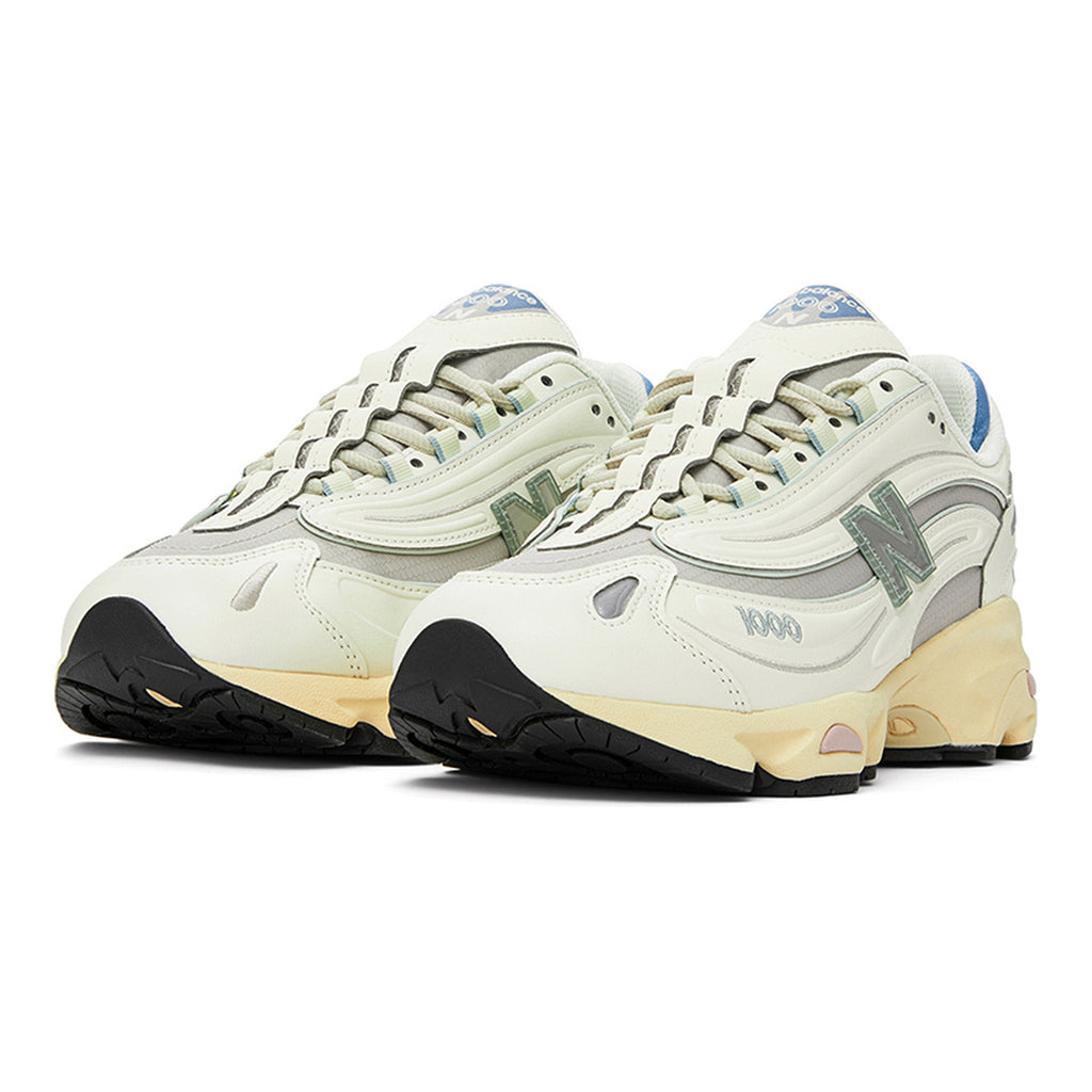 New Balance 1000 Unisex Leather Lifestyle Sneakers – Sea Salt/Grey/Sky Blue