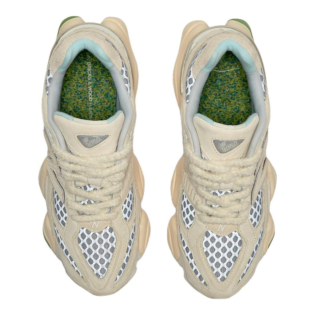 Bricks & Wood x New Balance 9060 Unisex Chunky Lifestyle Sneakers – Beige/Green