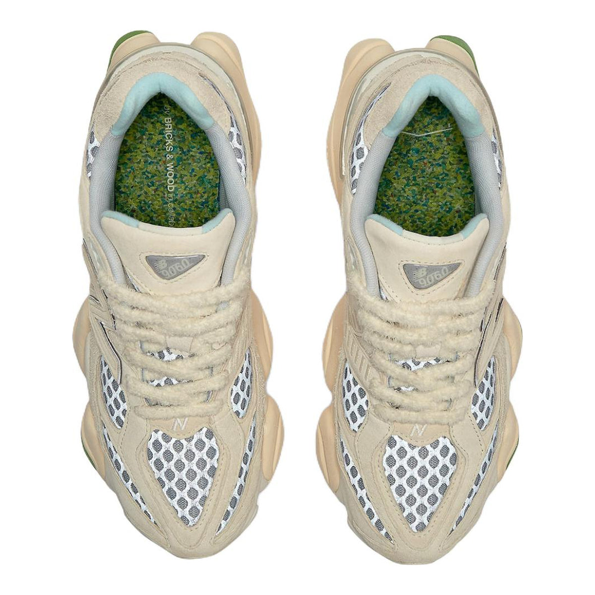 Bricks & Wood x New Balance 9060 Unisex Chunky Lifestyle Sneakers – Beige/Green